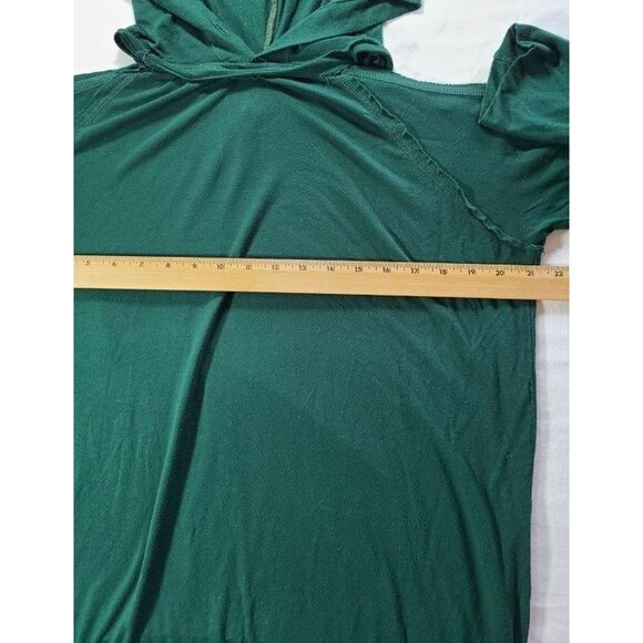 Rags & Couture Green Cutout Shoulder Hoodie Medium Raw Seams Casual Cozy - Picture 4 of 6